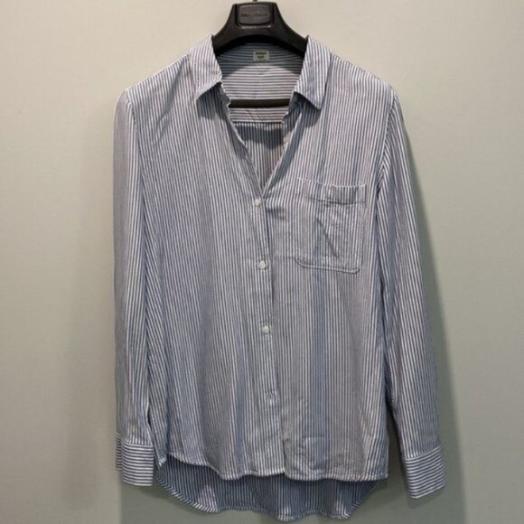 Aritzia Sunday Best Montana Blue Striped Boyfriend Button Down Shirt Size Medium - Picture 8 of 16